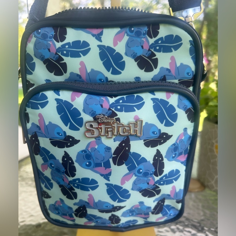 NWT- DISNEY Stitch Crossbody Bag with Blue Leaf Print. - Picture 2 of 5